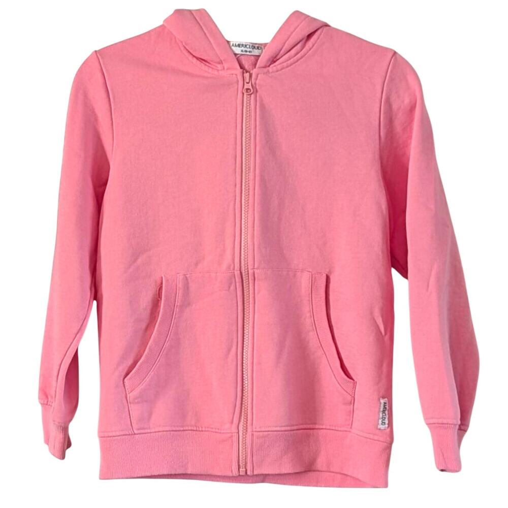 Girls Pink Zip Up  Hoodie XL 10-12 Lightweight Hooded Sweatshirt School Layer